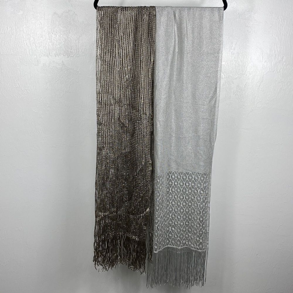 2/$25 Metallic threads fringe detail scarves